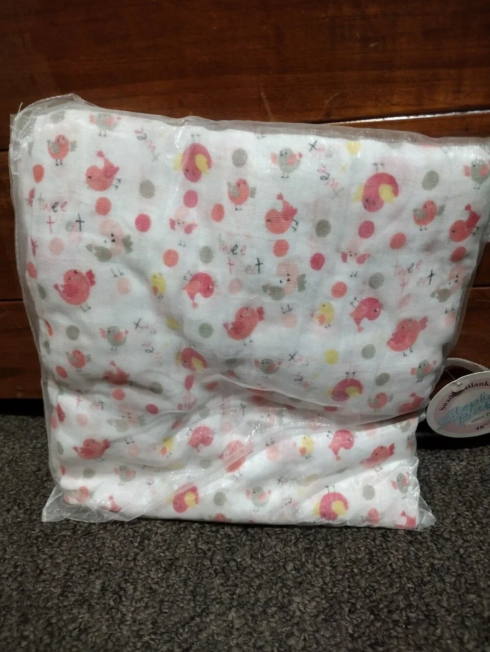 Stephan Baby Swaddle Blanket with Pink Duck and Polka Dot Print 48